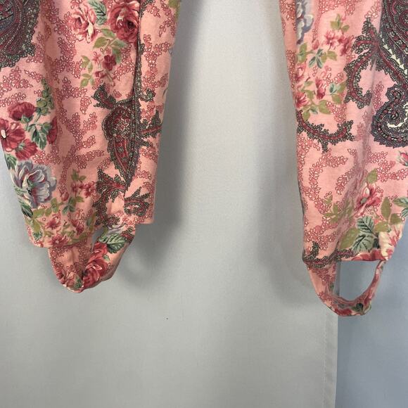 Vintage Jumpsuit Size Medium Large Pink Paisley Lounge Stretch Comfort Retro 90s - Picture 5 of 13